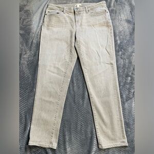 Eileen Fisher USA Organic Cotton Stretch Light Gray Straight Leg Jeans 10